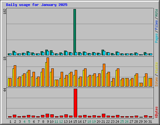 Daily usage for January 2025